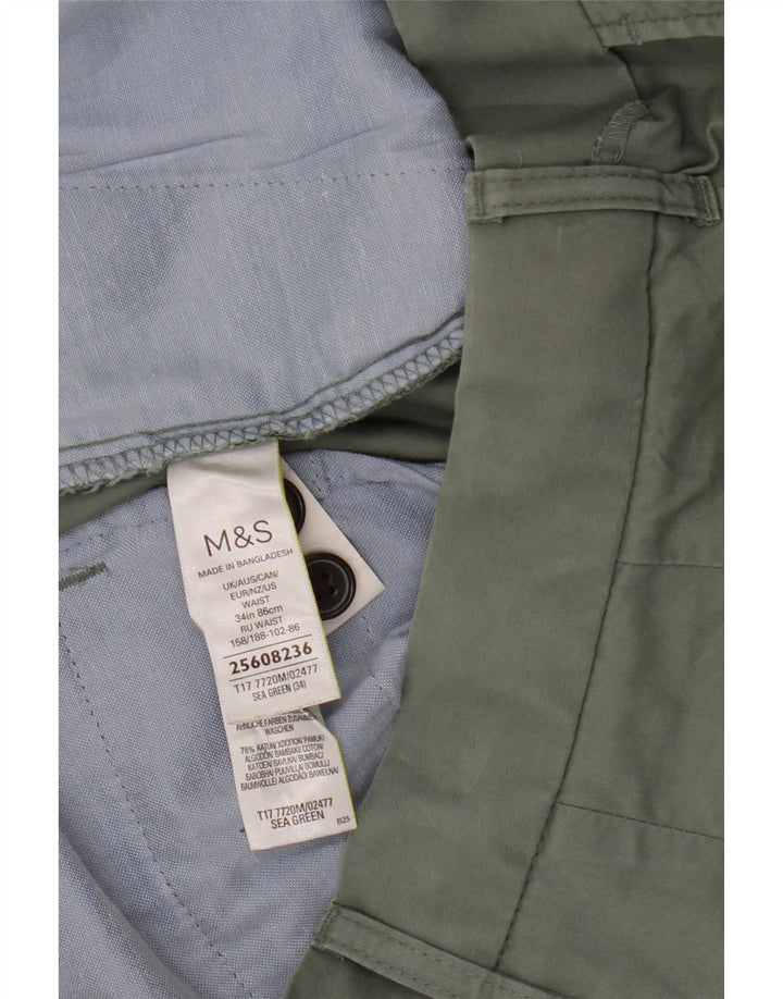 Marks & Spencer Herren-Chinoshorts W34 Large aus grüner Baumwolle