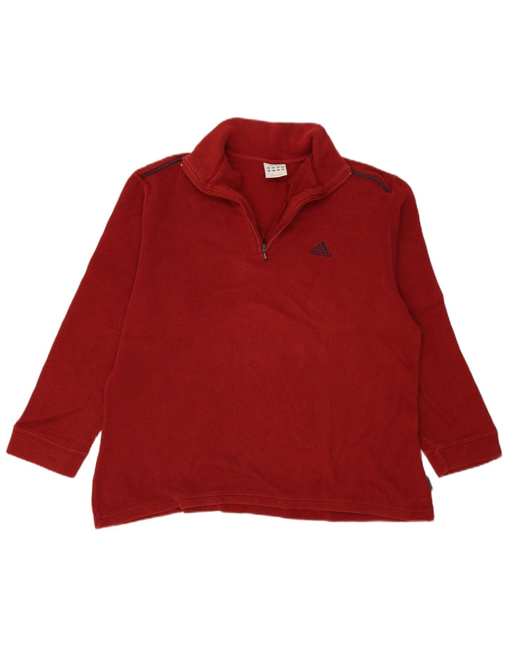 Adidas Herren-Sweatshirt mit Reißverschluss am Hals, Mittelrot