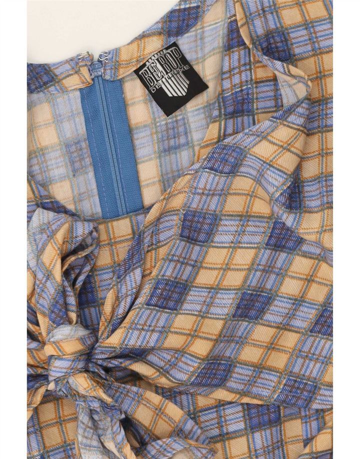 We Be Bop Ärmelloses Maxikleid für Damen, UK 12, Mittelblau, kariert, Viskose