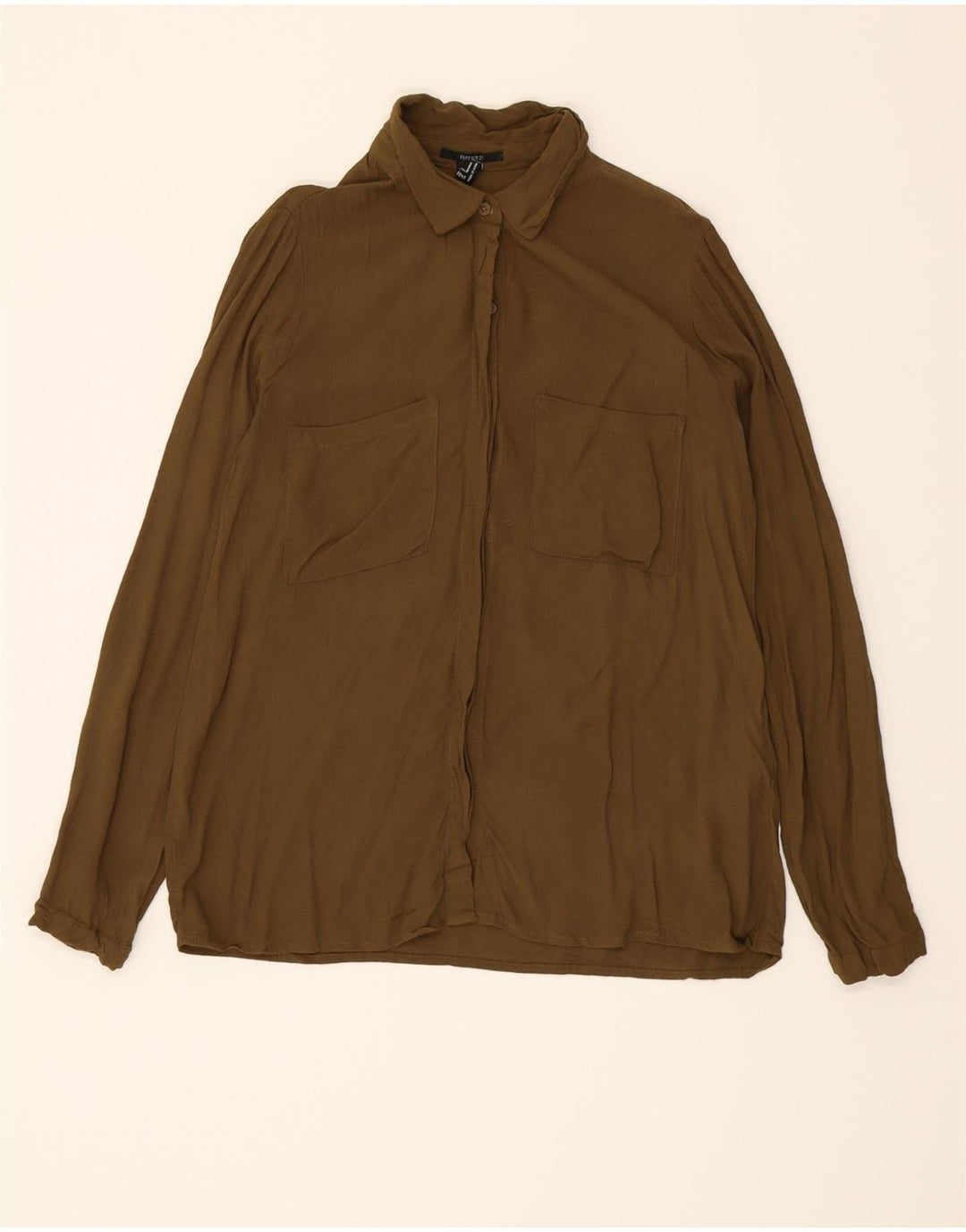 FOREVER 21 Womens Shirt Blouse UK 10 Small Khaki Rayon Vintage Forever 21 and Second-Hand Forever 21 from Messina Hembry 