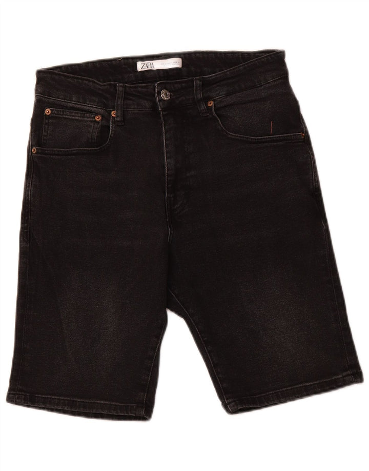 ZARA Herren Jeansshorts EU 40 Medium W31 Schwarze Baumwolle