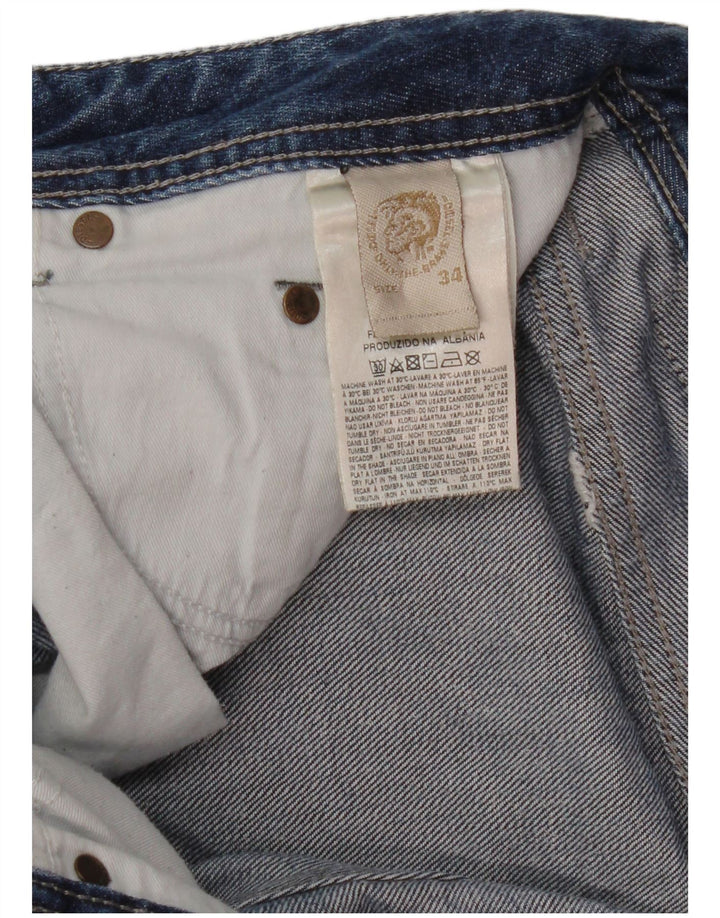 Diesel Herren Straight Jeans W34 L32 Blaue Baumwolle