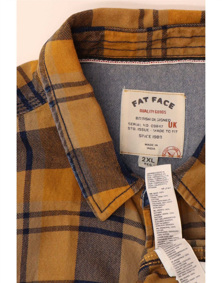 Fat Face Herren-Flanellhemd 2XL, gelb kariert, Baumwolle