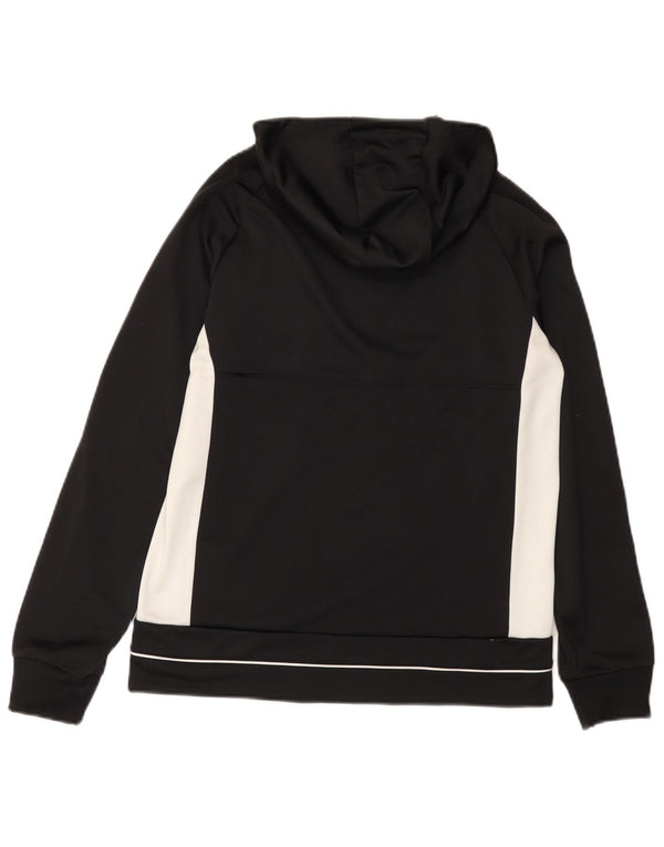 ADIDAS Jungen-Kapuzenpullover mit Reißverschluss, 13–14 Jahre, schwarzes Farbblock-Polyester