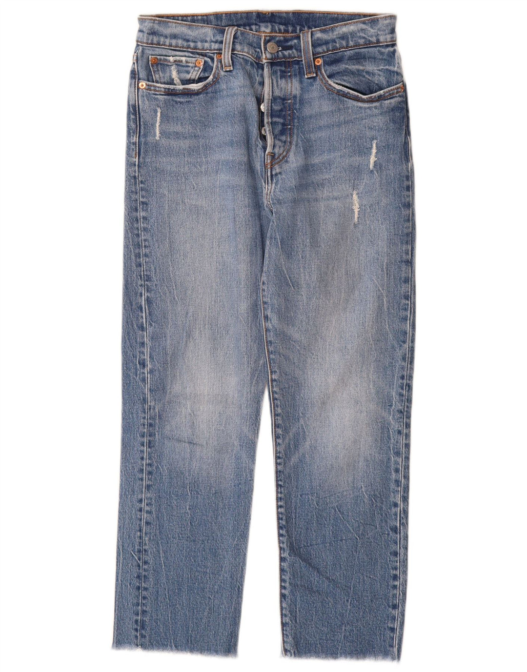 Levi's Damen Distressed Straight Jeans W27 L26 Blaue Baumwolle
