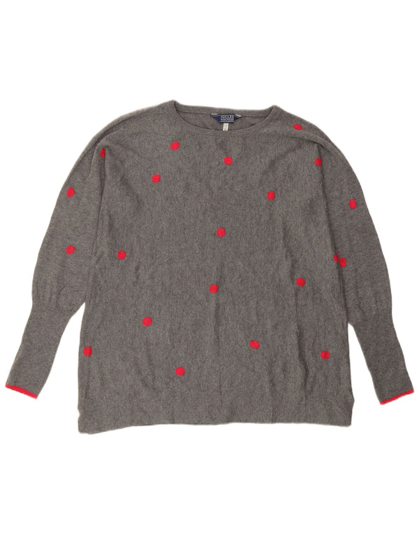 Joules Damen-Pullover, übergroß, U-Boot-Ausschnitt, Gr. 10, klein, grau gepunktet