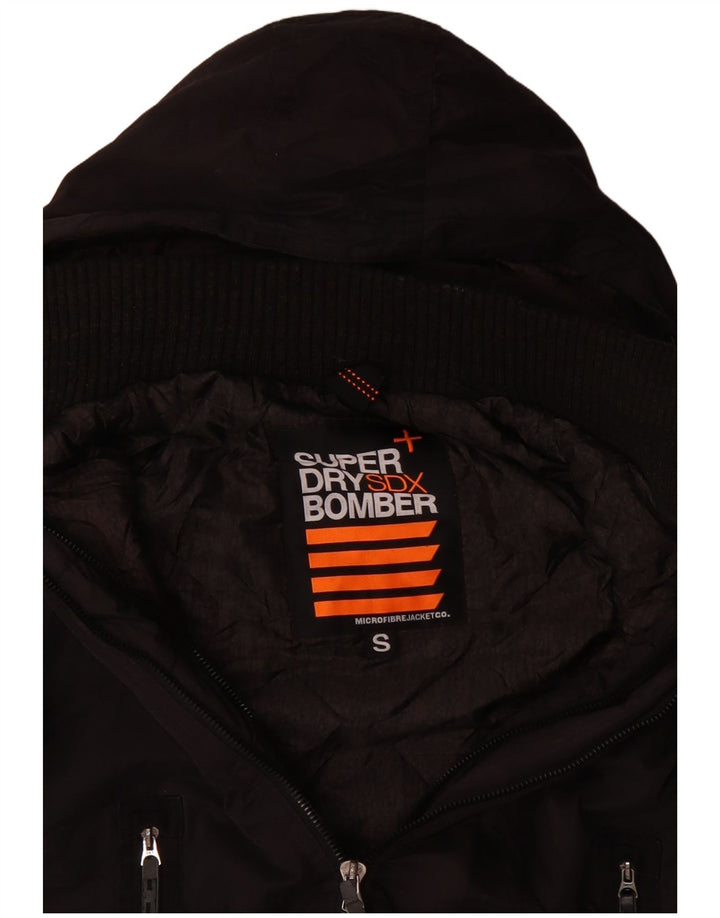 Superdry Herren Bomberjacke mit Kapuze, UK 36, Small, Schwarz, Polyester