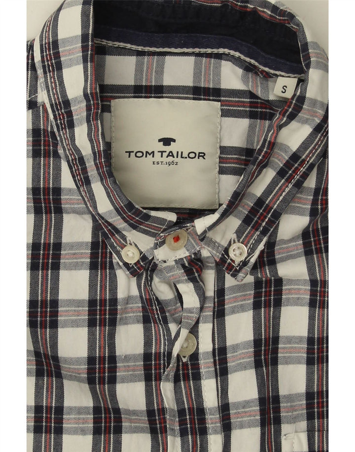 TOM TAILOR Mens Shirt Small Navy Blue Check Cotton Vintage Tom Tailor and Second-Hand Tom Tailor from Messina Hembry 