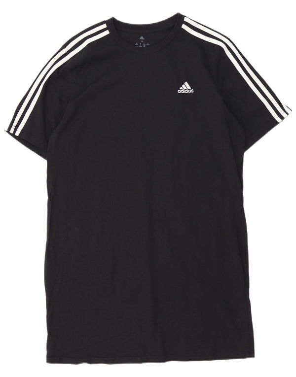Adidas Damen T-Shirt Kleid UK 12/14 Medium Schwarz Baumwolle
