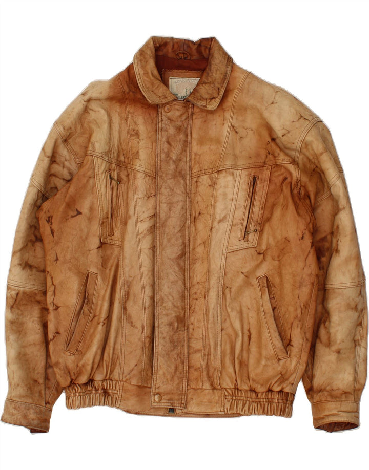 VINTAGE Herren Lederjacke UK 40 Großes braunes Leder Retro