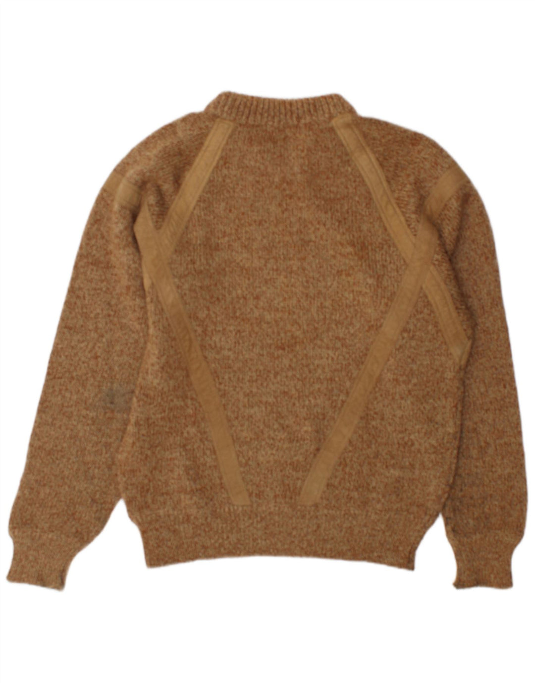 Vintage Herren Pullover mit Rundhalsausschnitt, groß, beige meliert