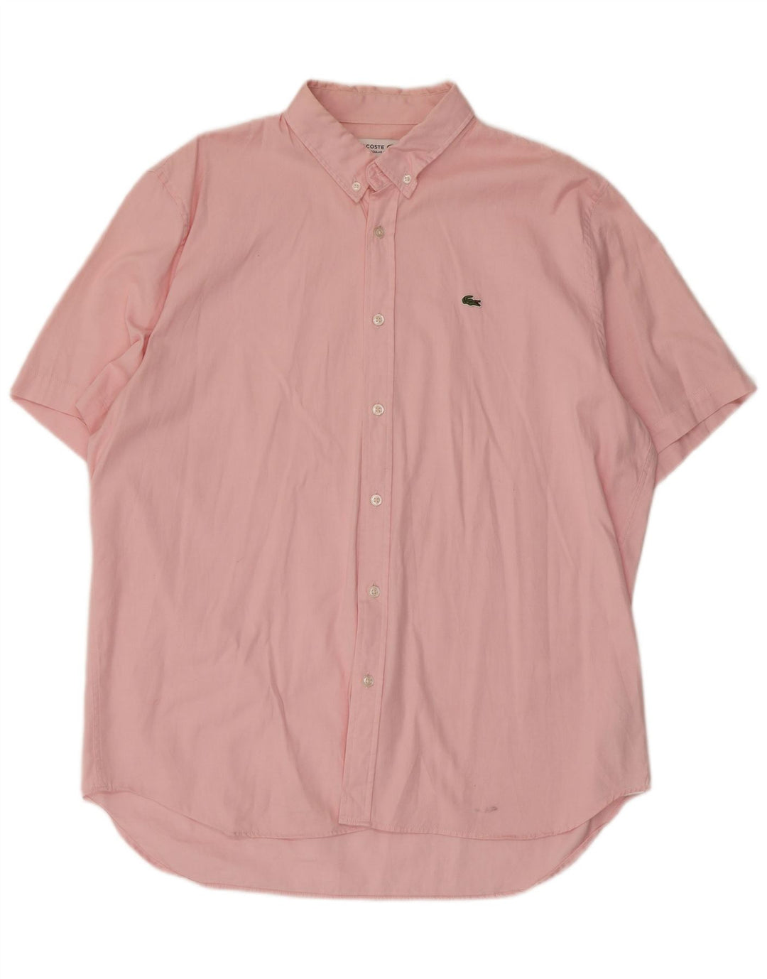 LACOSTE Herren Kurzarm-Hemd mit normaler Passform, Größe 44 XL, rosa Baumwolle