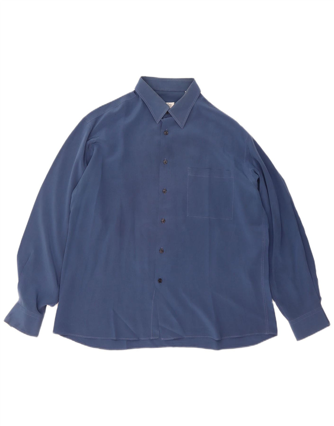CASSERA Herrenhemd Größe 42 16 1/2 große marineblaue Seide