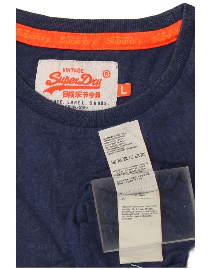Superdry Herren T-Shirt Top Large Marineblau Baumwolle
