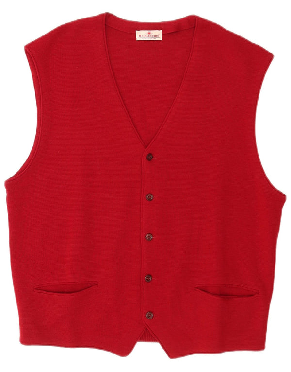 Il Granchio Mens Knit Waistcoat Medium Red Wool
