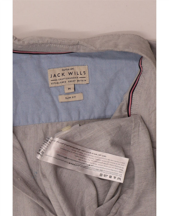 Jack Wills Slim-Fit-Hemd für Herren aus mittelgrauer Baumwolle