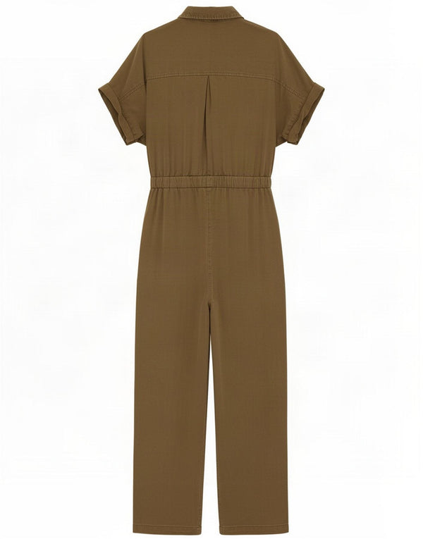 Apricot Womens Short Sleeve Jumpsuit UK 12 Medium Khaki