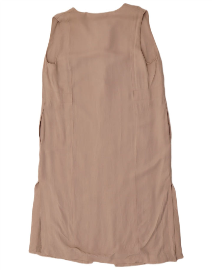 Massimo Dutti Damen Longline ärmellose Blazerjacke UK 14 Mittelbeige