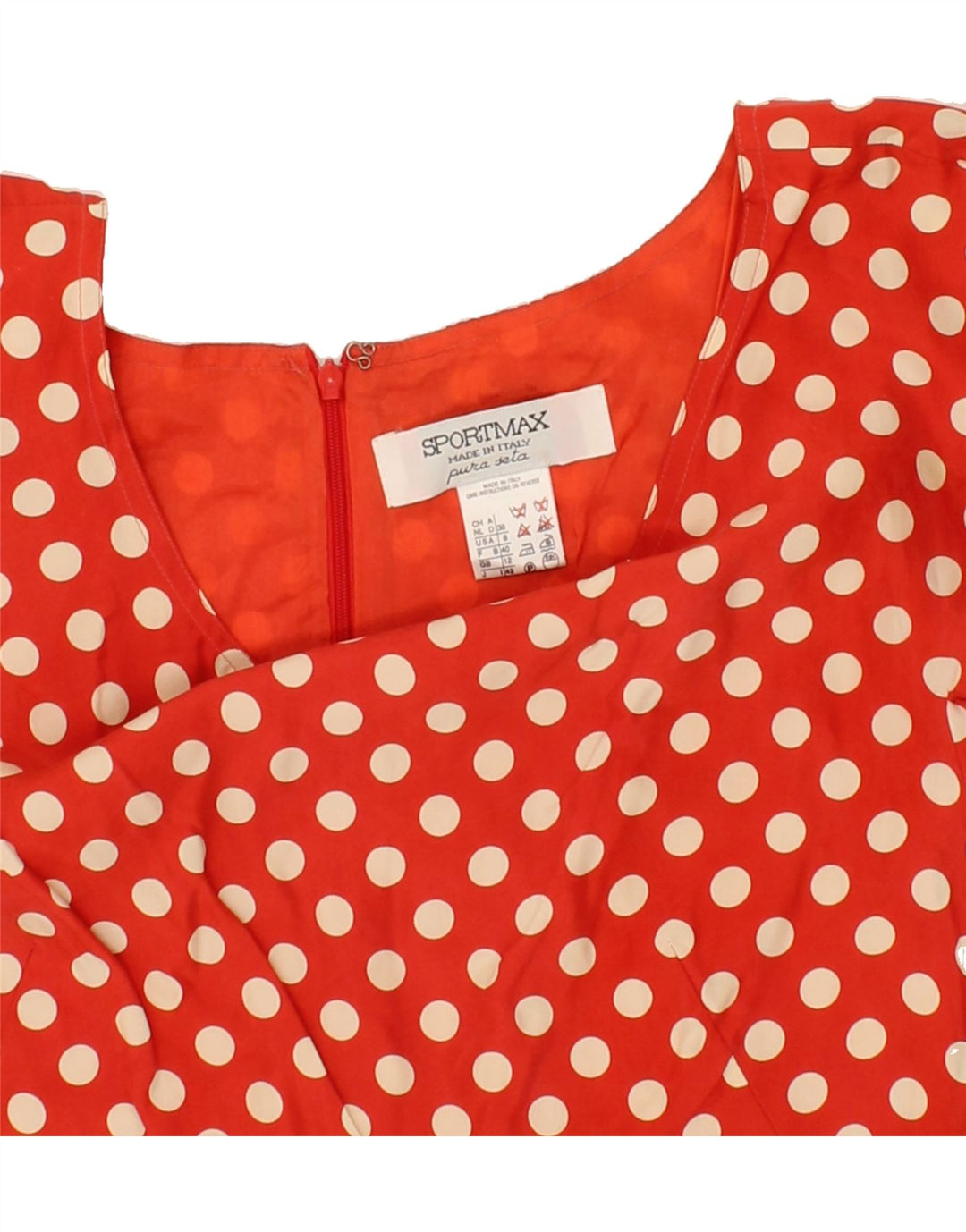 SPORTMAX Womens Bodycon Dress UK 12 Medium Red Polka Dot Silk Vintage Sportmax and Second-Hand Sportmax from Messina Hembry 