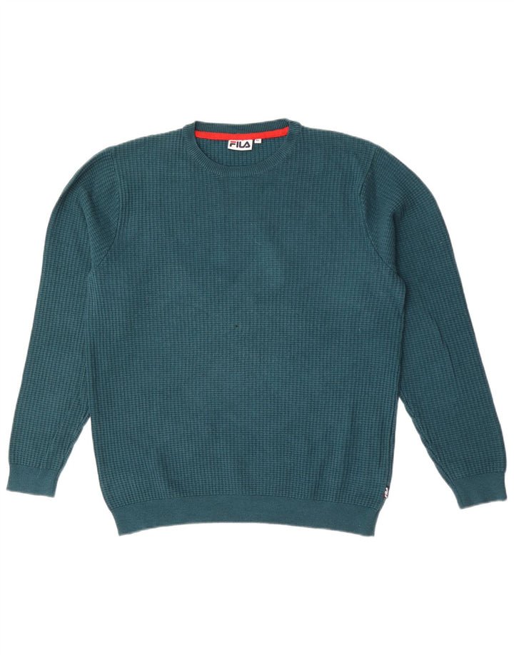 Fila Herren-Pullover mit Rundhalsausschnitt, XL, blaue Baumwolle