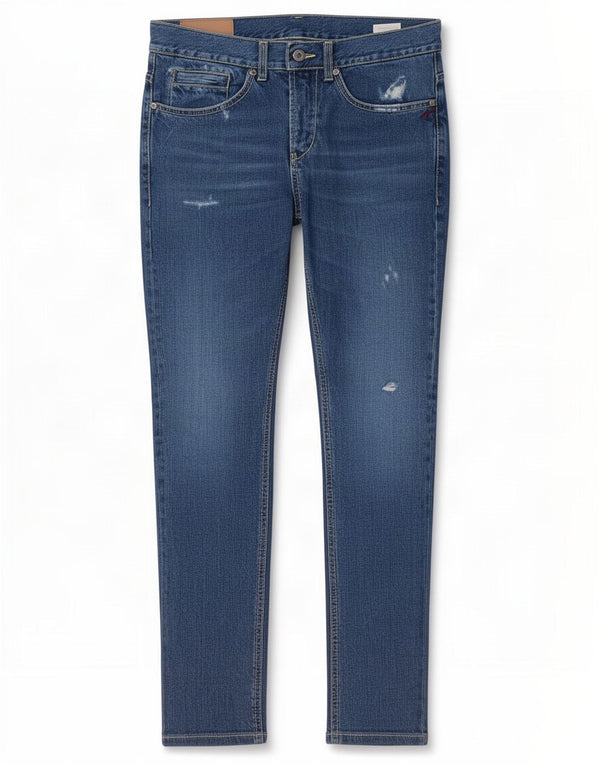 Dondup Damen Distressed Slim Jeans W31 L29 Blaue Baumwolle