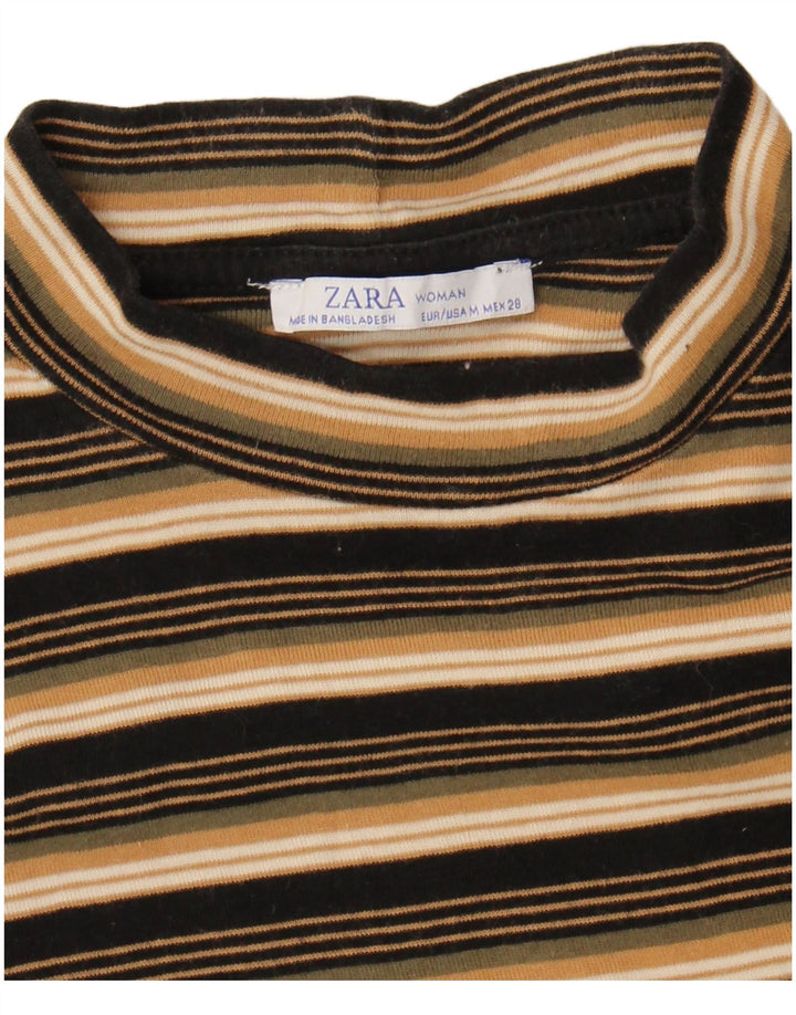 ZARA Womens Top Long Sleeve UK 12 Medium Multicoloured Striped