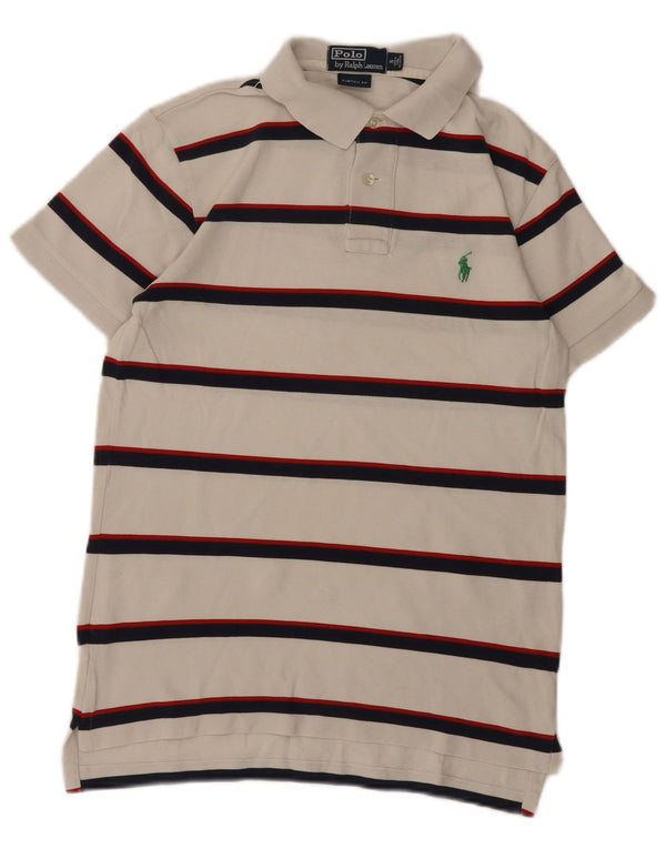 Polo Ralph Lauren Mens Custom Fit Polo Shirt Small White Striped Cotton