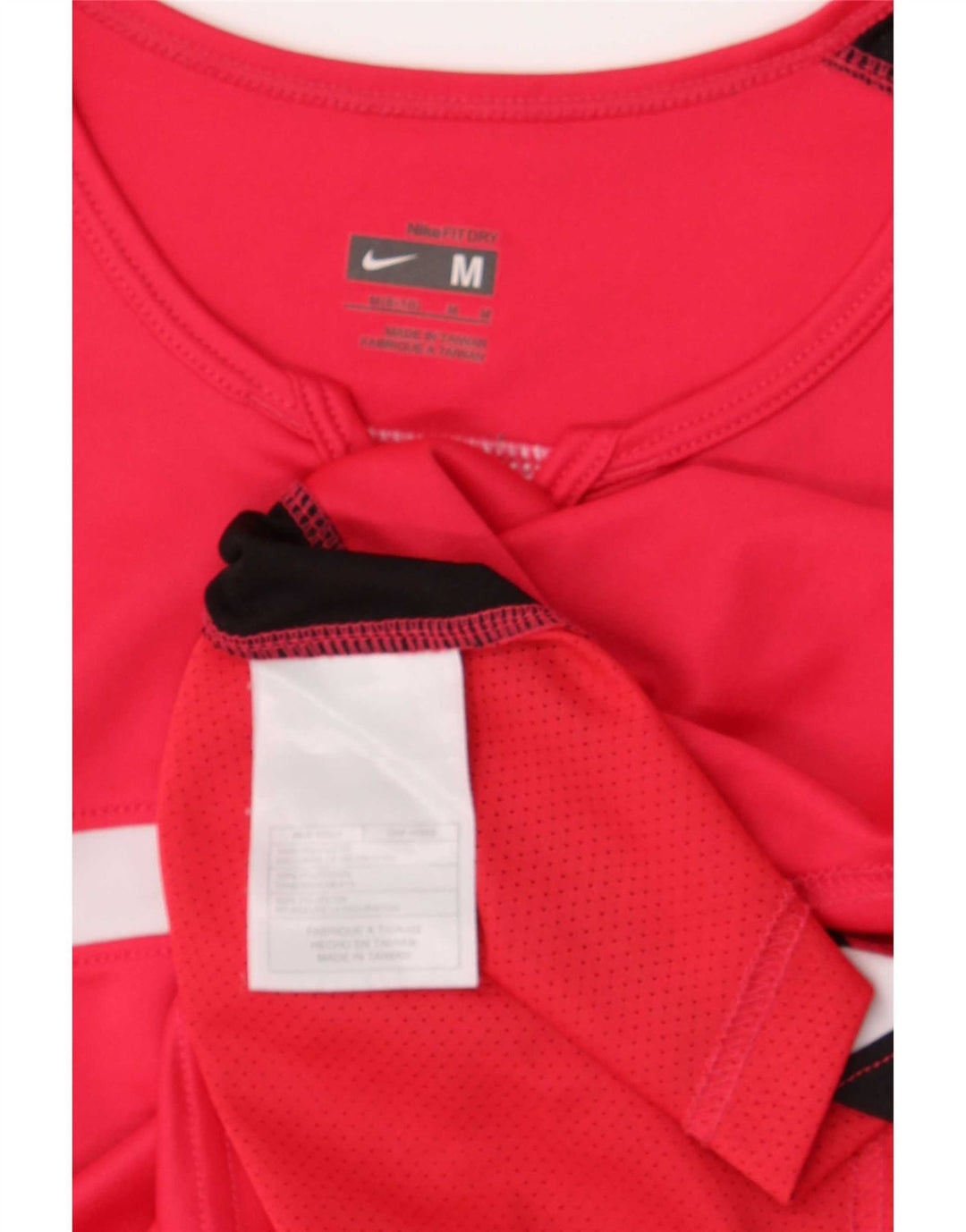 Nike Damen Dri Fit T-Shirt Top US 8/10 Mittelrotes Colourblock-Polyester