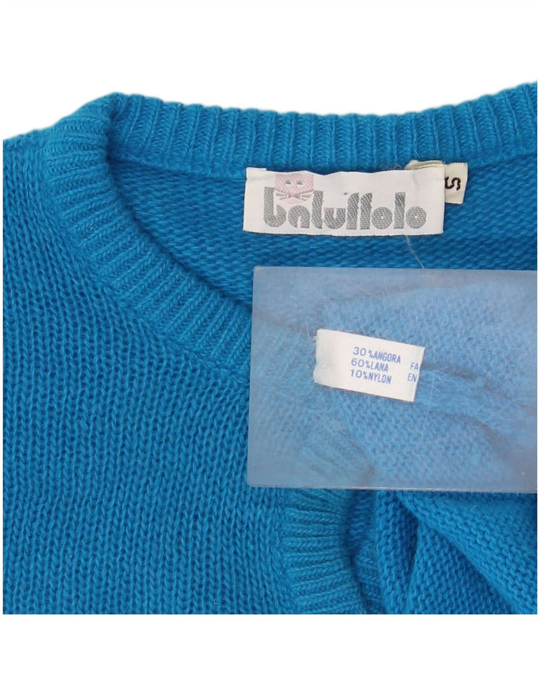 Batuffolo Womens Crop Oversized Cardigan Pullover UK 10 Small Blue Angora