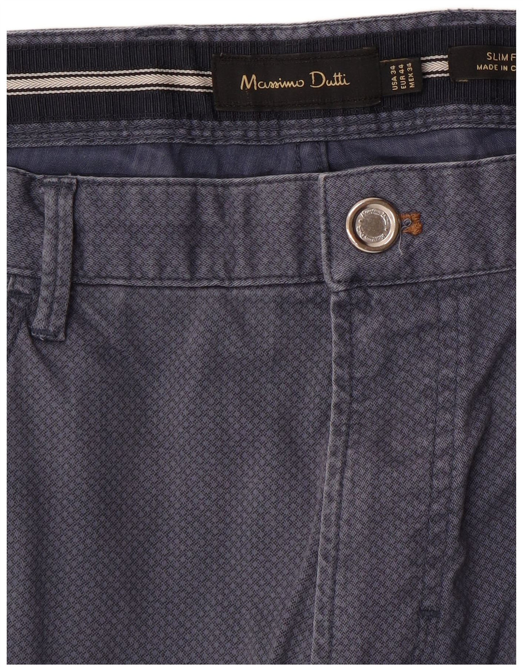 MASSIMO DUTTI Herren Freizeithose EU 44 Groß W34 L33 Marineblau gepunktet