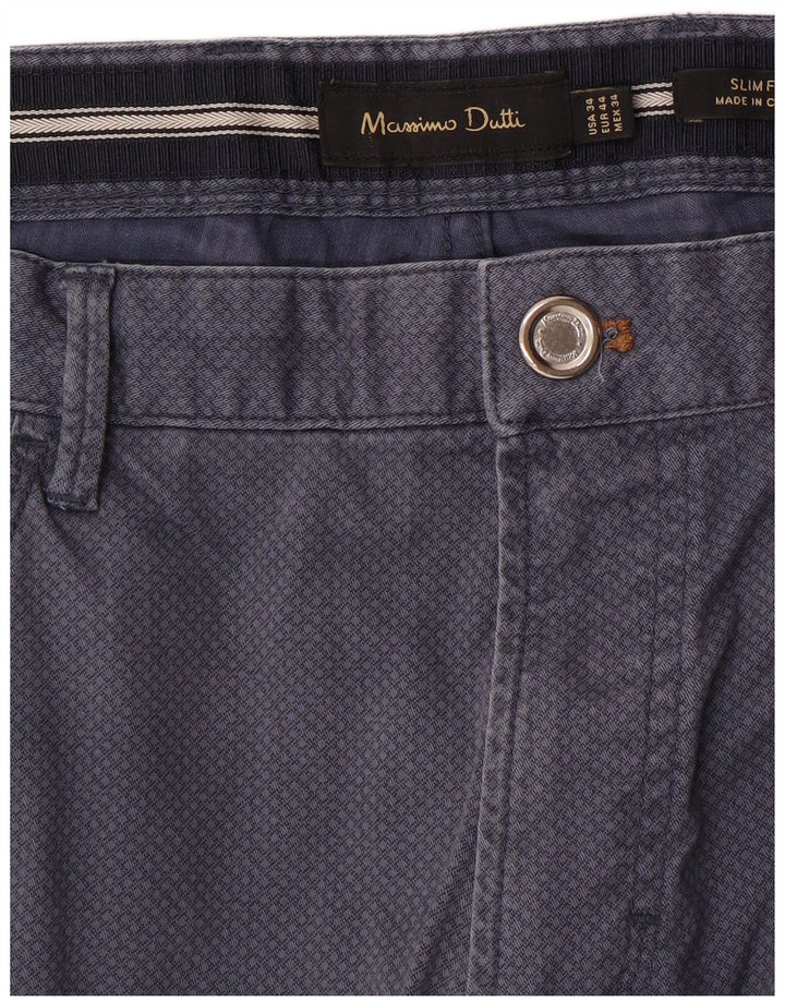 MASSIMO DUTTI Herren Freizeithose EU 44 Groß W34 L33 Marineblau gepunktet