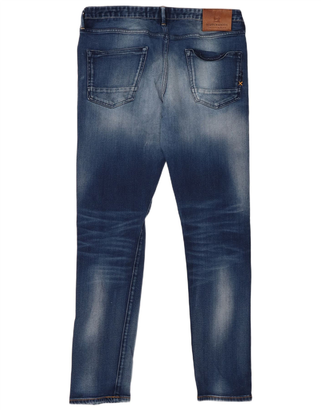 Scotch & Soda Herren Straight Jeans W32 L32 Blaue Baumwolle