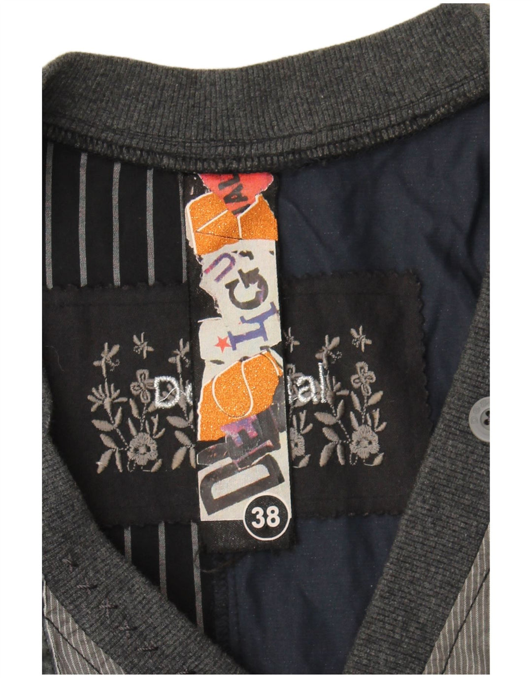 Desigual Damen Langarm-Blasenkleid EU 38 Mittelgrauer Farbblock