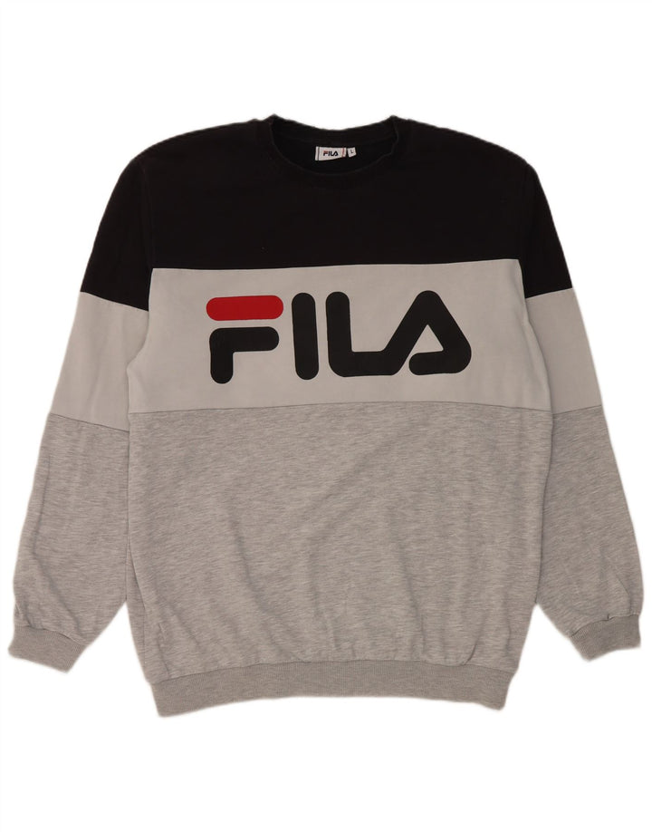 Fila Herren-Sweatshirt mit Grafik, groß, mehrfarbig, Colourblock-Baumwolle