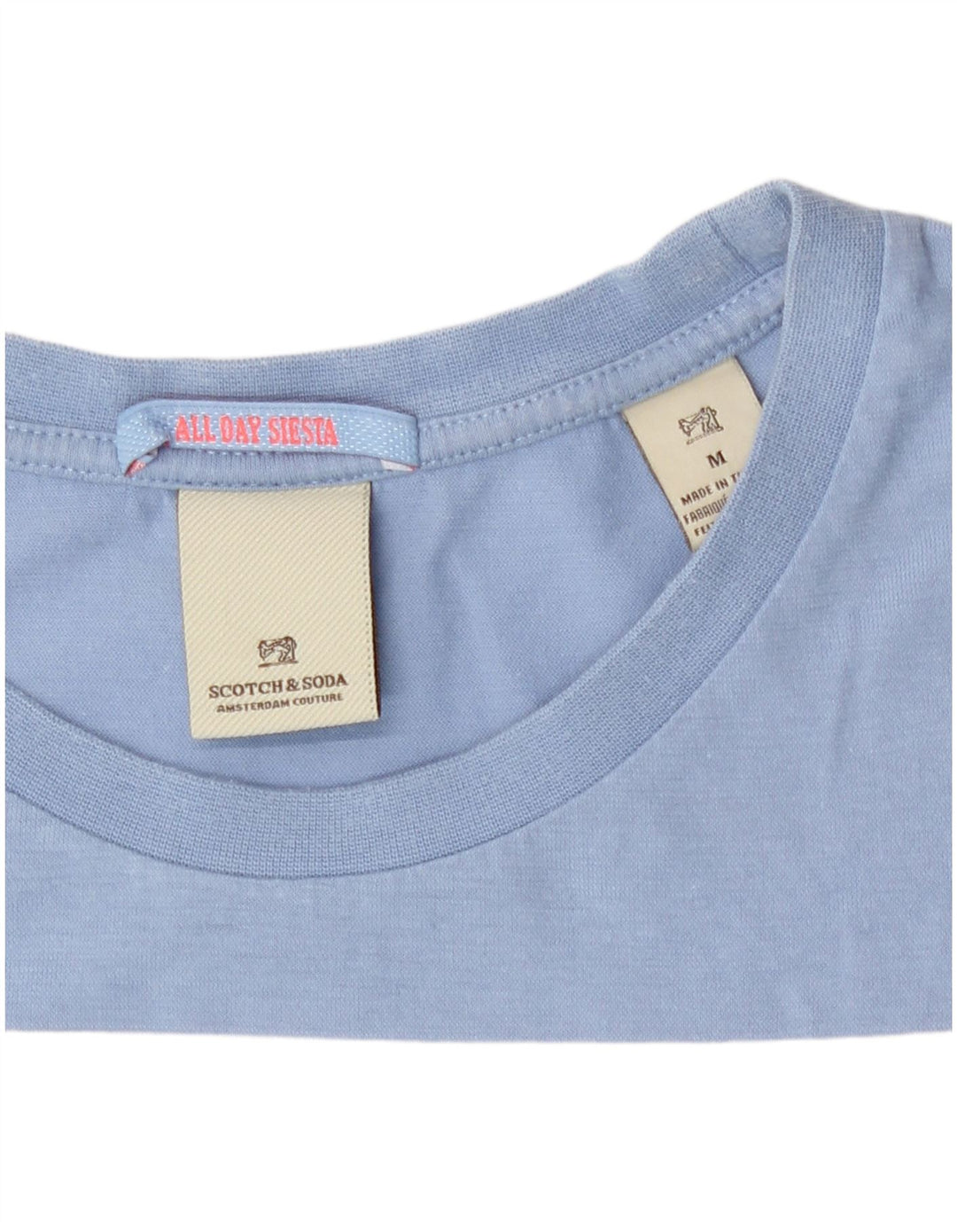 Scotch & Soda Herren T-Shirt-Oberteil aus mittelblauer Colourblock-Baumwolle