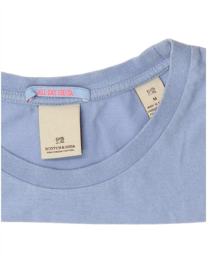 Scotch & Soda Herren T-Shirt-Oberteil aus mittelblauer Colourblock-Baumwolle