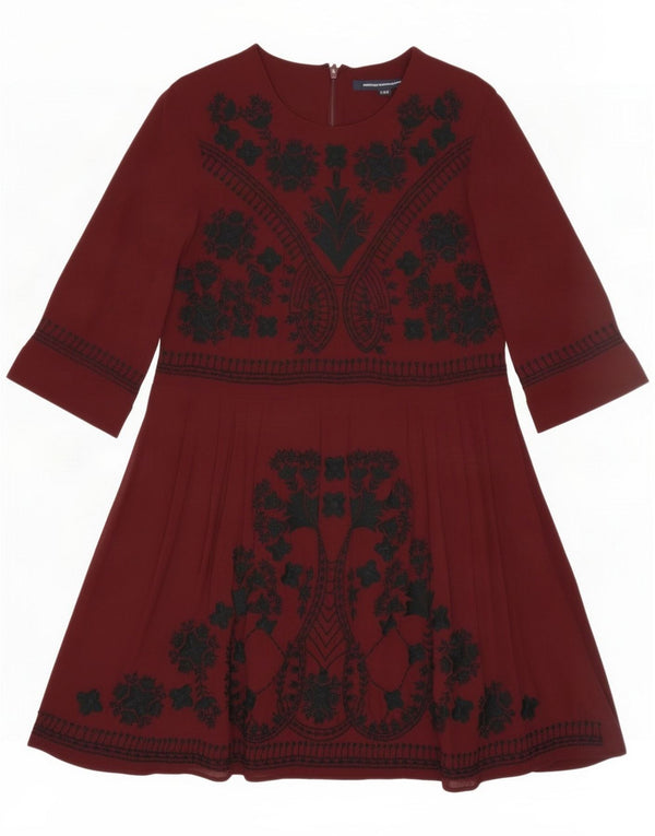 French Connection Damen A-Linien-Kleid UK 10 Small Burgundy Floral