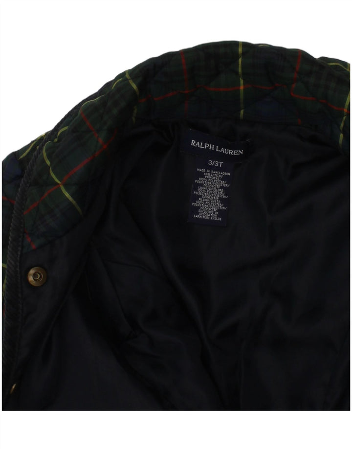 Ralph Lauren Steppjacke für Mädchen, 2–3 Jahre, grün kariertes Polyester