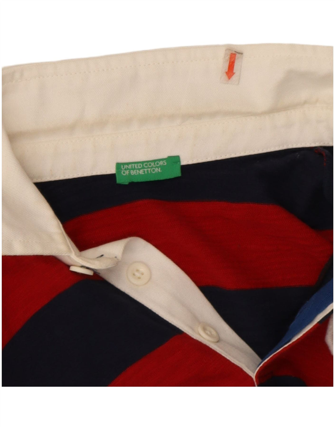 Benetton Langarm-Poloshirt für Jungen, normal, 7–8 Jahre, mittelrot gestreift