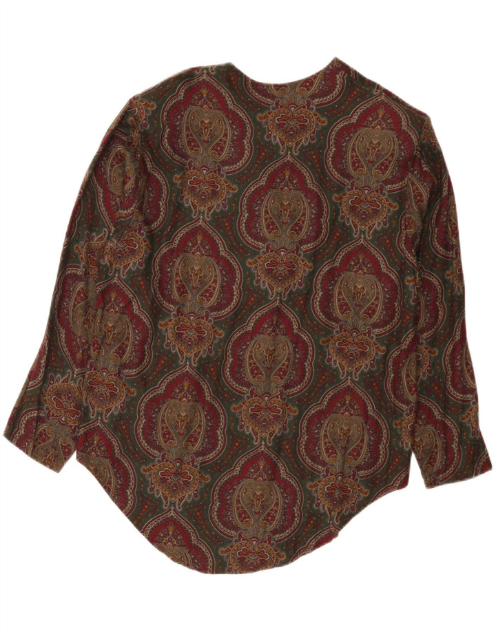 Vintage Damen Hemdbluse UK 14 Medium Mehrfarbig Paisley Viskose