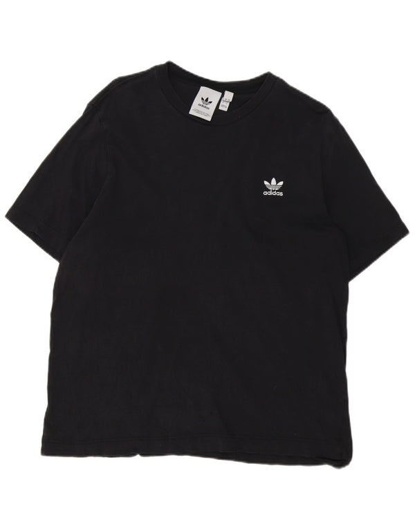 Adidas Damen T-Shirt Top UK 18 Large Schwarz Baumwolle