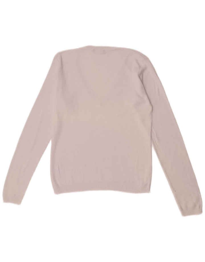 Benetton Damen-Pullover mit V-Ausschnitt, Gr. 12, Mittelweiß