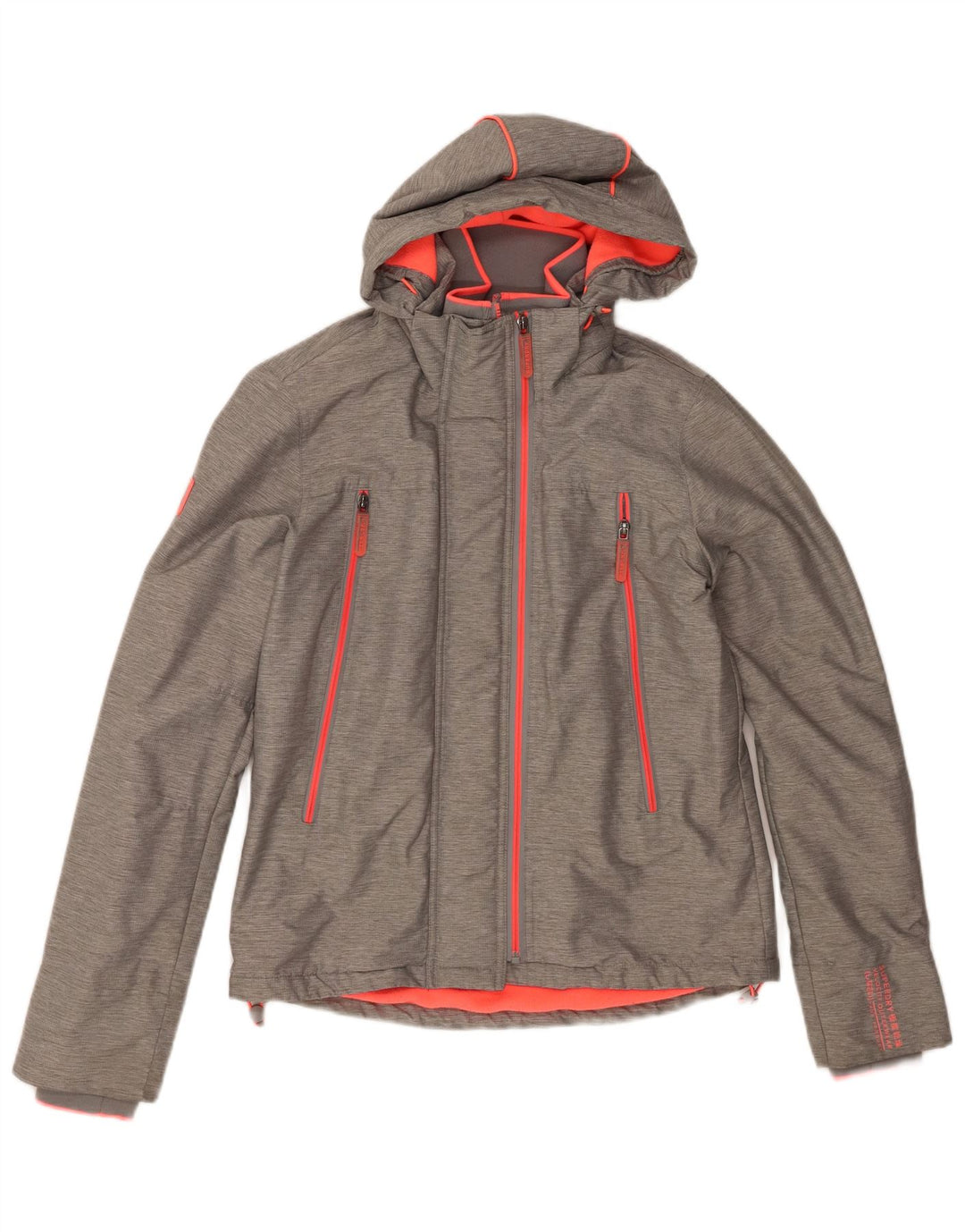SUPERDRY Womens Hooded Windbreaker Jacket US 8 Medium Grey Nylon
