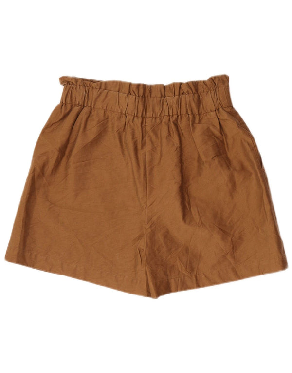 Zara Damen-Shorts mit hoher Taille, mittelgroß, W28, braunes Lyocell
