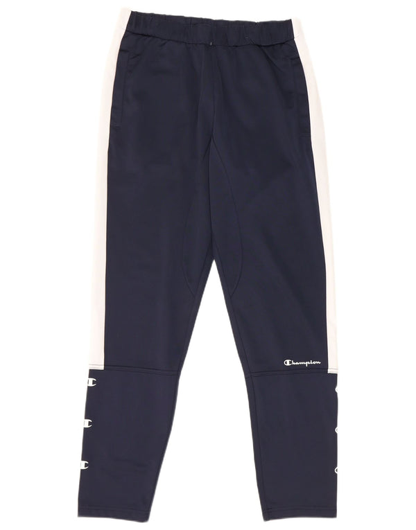 Champion Mens Graphic Tracksuit Trousers Small Navy Blue Colourblock