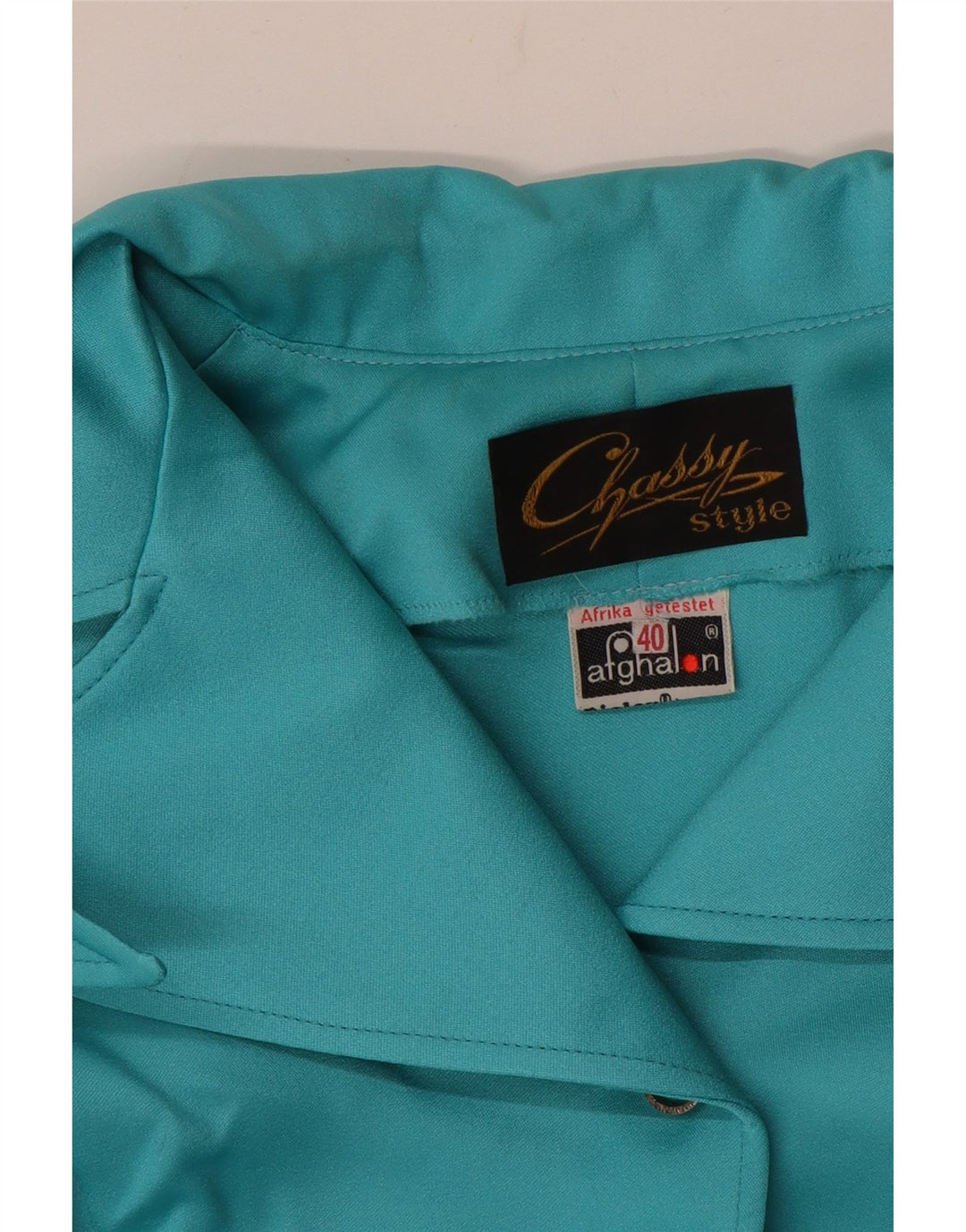 VINTAGE Damen Crop Kurzarm-Hemdbluse EU 40 Mittelblaues Polyester
