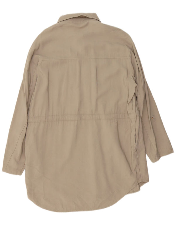 Zara Womens Oversized Shirt Dress UK 14 Medium Beige Viscose