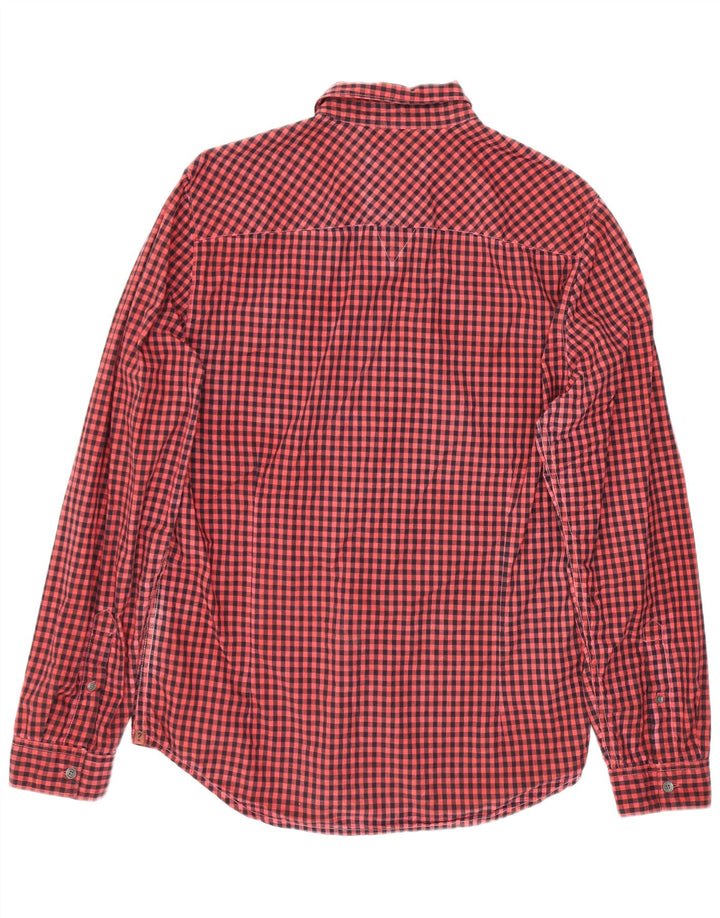 Guess Slim-Fit-Hemd für Herren aus mittelroter Gingham-Baumwolle