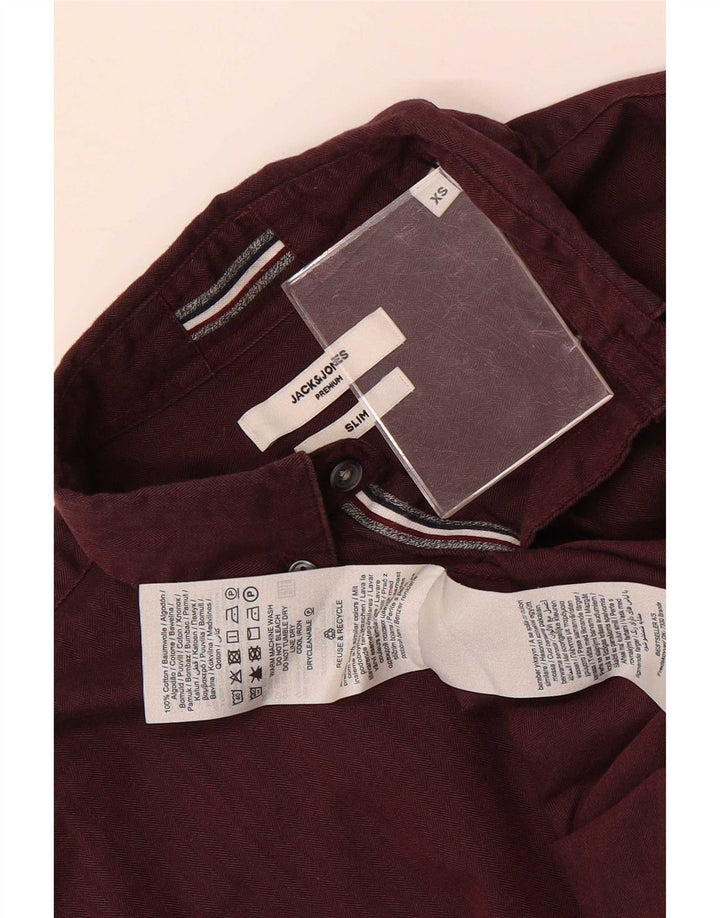Jack & Jones Herren-Slim-Fit-Hemd XS aus kastanienbrauner Baumwolle
