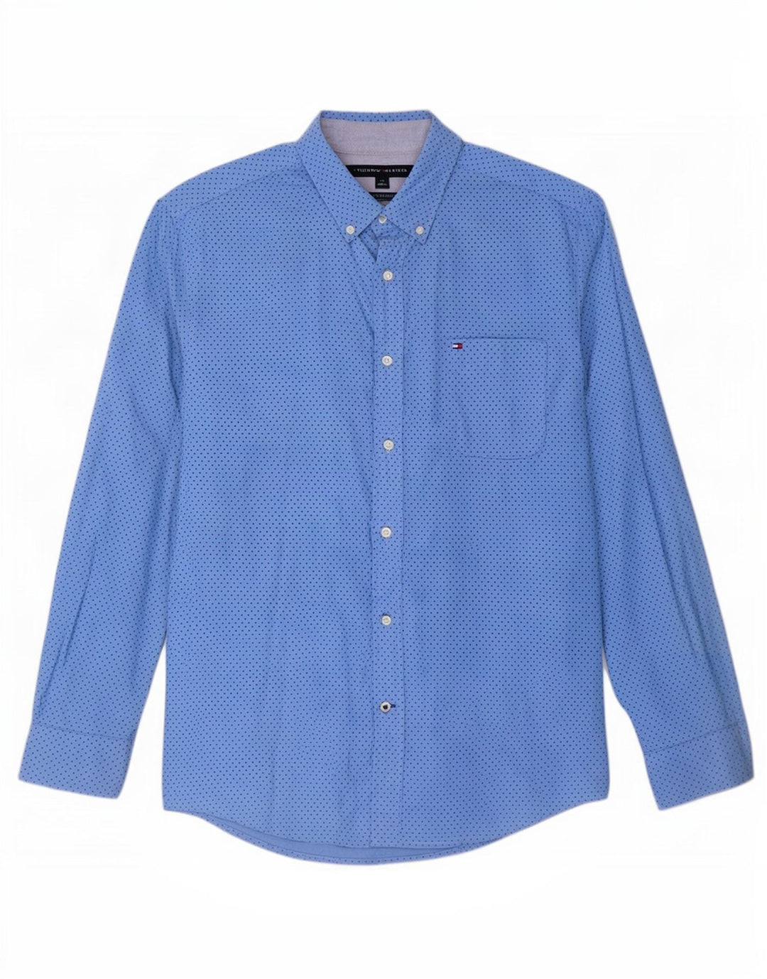 Tommy Hilfiger Herren-Hemd mit klassischer Passform, große, blau gepunktete Baumwolle